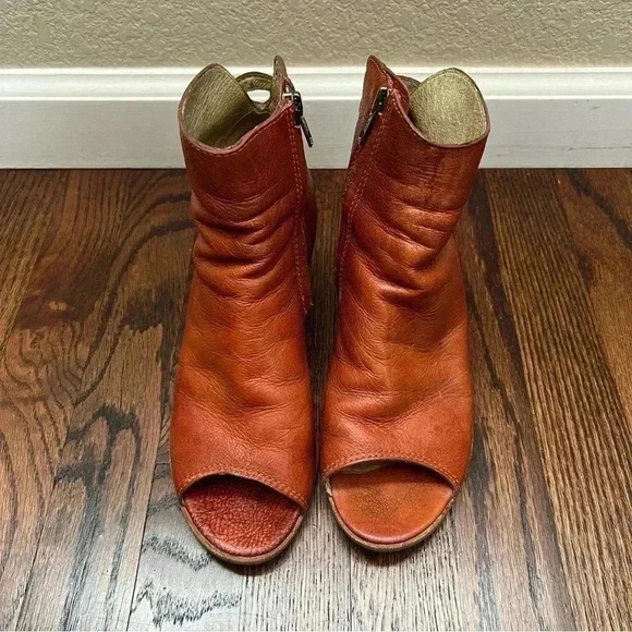 Matisse Folk Brick Red Leather Peep Toe Booties Boots Shoes Lulus Size 7.5 $167 - Picture 14 of 16
